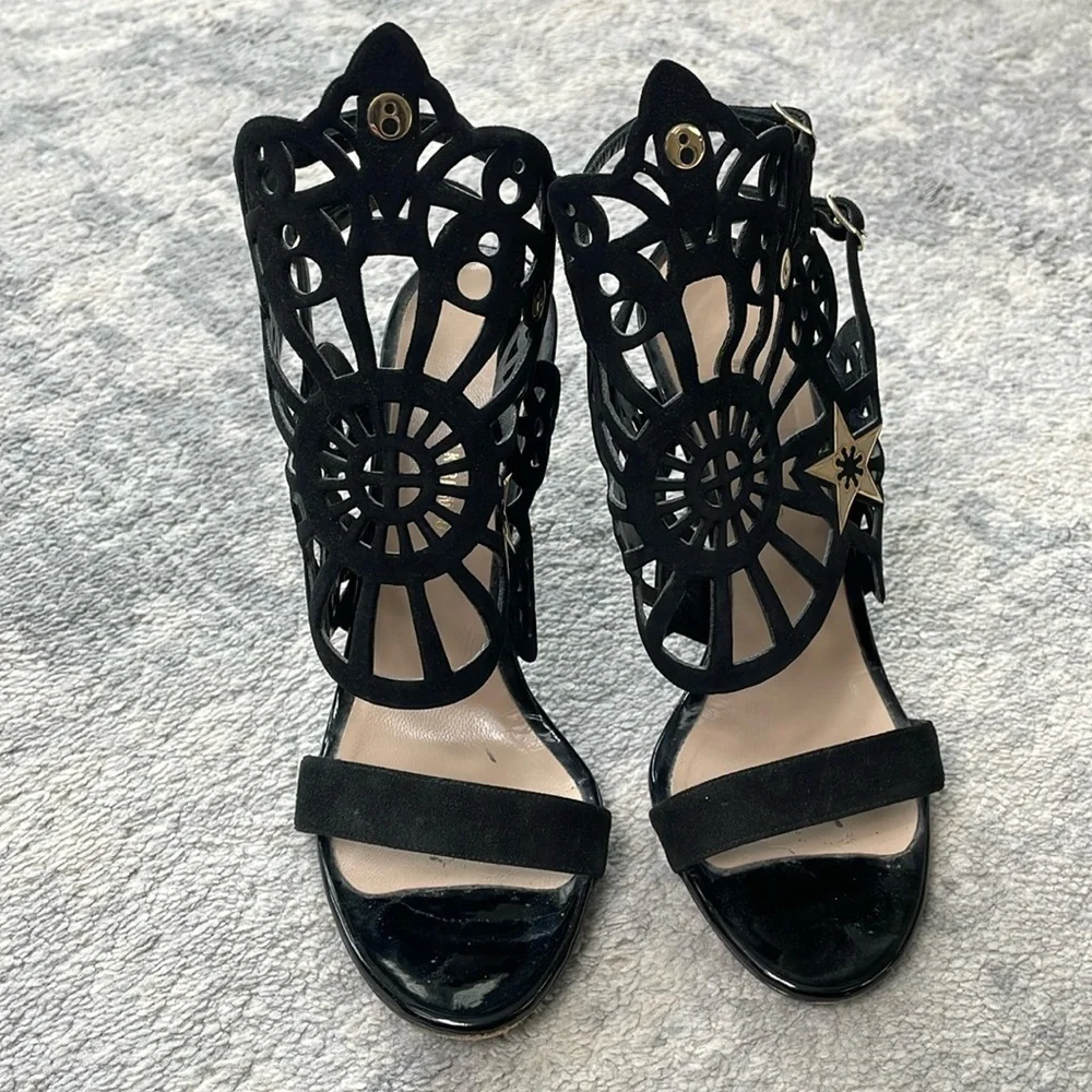 Nicholas Kirkwood Kaleidoscope Laser Cut Heels Star Accent Black Sz 37